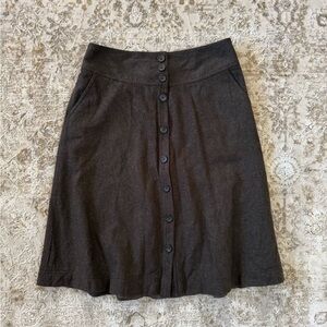 Banana Republic Dark Brown Button-Front A-Line Skirt